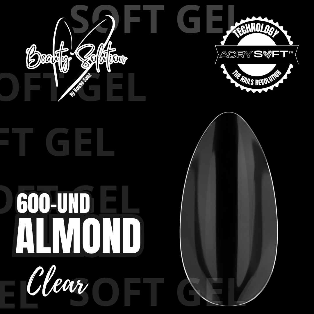 Tips Soft Gel Almond 600 Unidades – Clear & Brown | Tecnología AcrySoft™